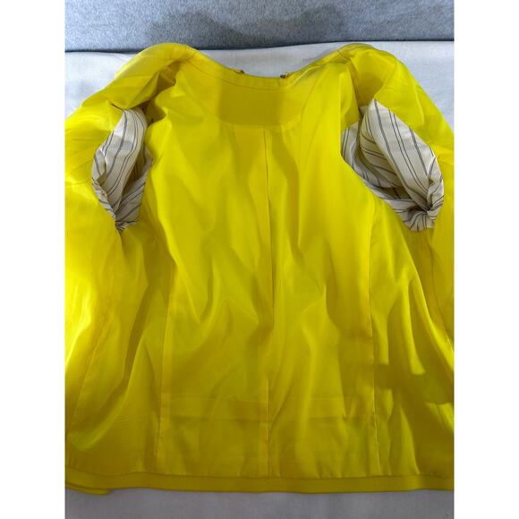 Trina Turk Women's sz M/8 *see desc 3/4 sleeve Yellow Blazer Officewear Vacation - Picture 11 of 12
